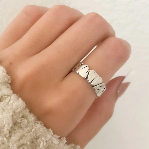 925 Sterling Silver Minimalist Ring Irregular Ring Band Modern Ring Band - Picture 1 of 9